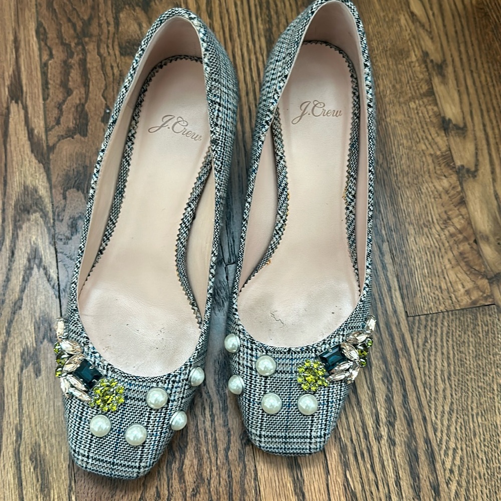 Jcrew Celia Pump with Jewel in Glen Plaid